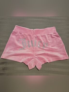 JUICY COUTURE Big Bling Pink Luxe Velour Shorts Size S